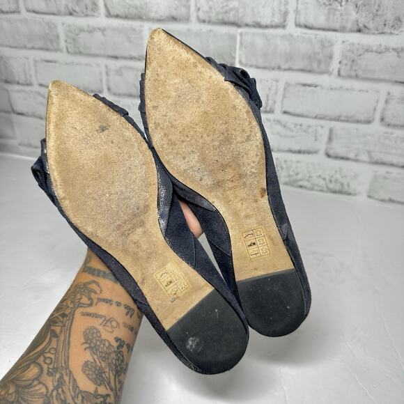 Sigerson Morrison metallic fairy grunge pointy toe blue flats Simona womens 7 - Picture 8 of 8